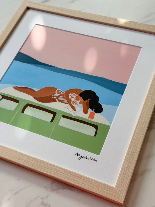 Gallery Framed Art Print — “Pages & Waves” (12×12)