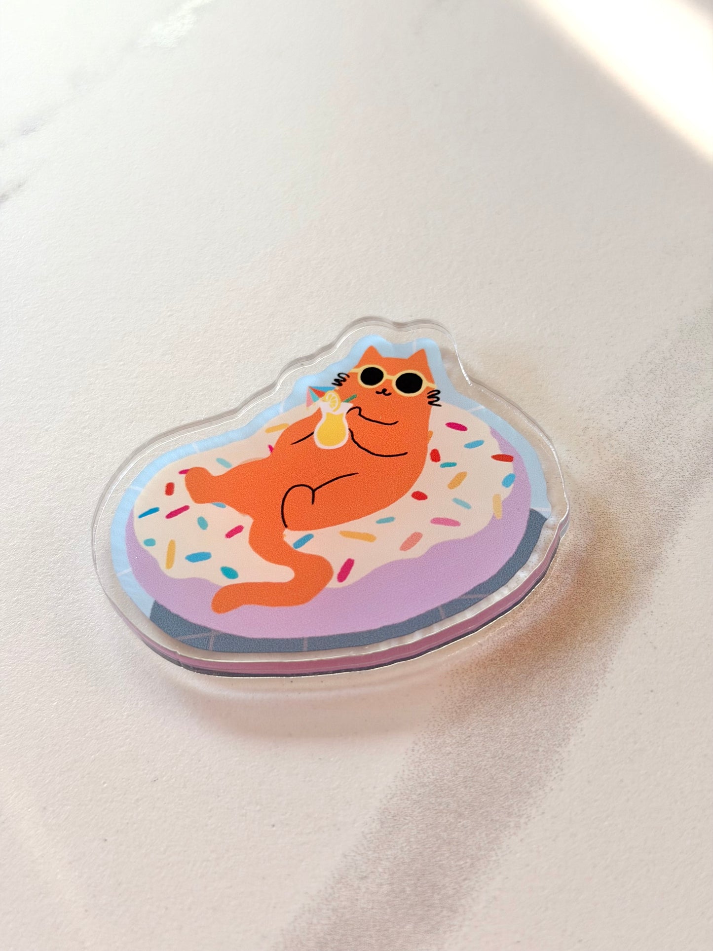 “Just Donut Care” Fridge Magnet – Milo the Beach Cat Collection