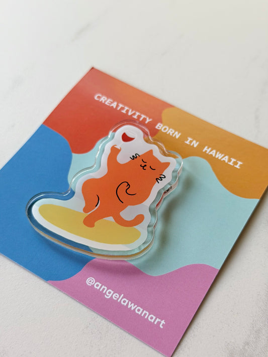 “Yoga Cat” Fridge Magnet – Milo the Beach Cat Collection