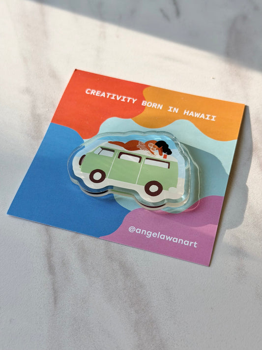 “Pages and Waves” Fridge Magnet – Hawaii-Inspired Art by Angela Wan