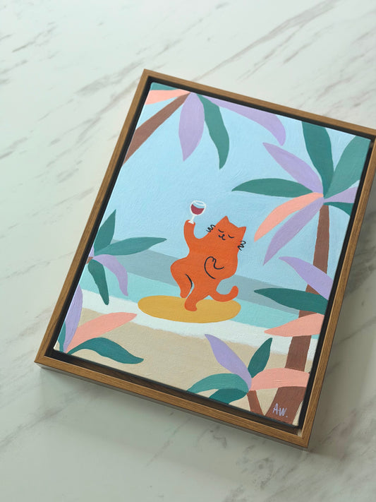 Yoga Cat — Original Acrylic Painting (11”x14”)