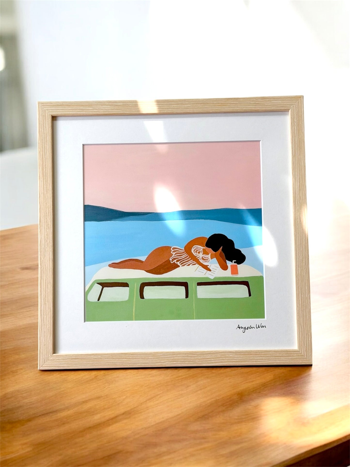 Gallery Framed Art Print — “Pages & Waves” (12×12)
