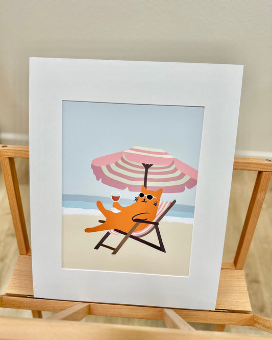 "Laying on the Beach" Matted Print