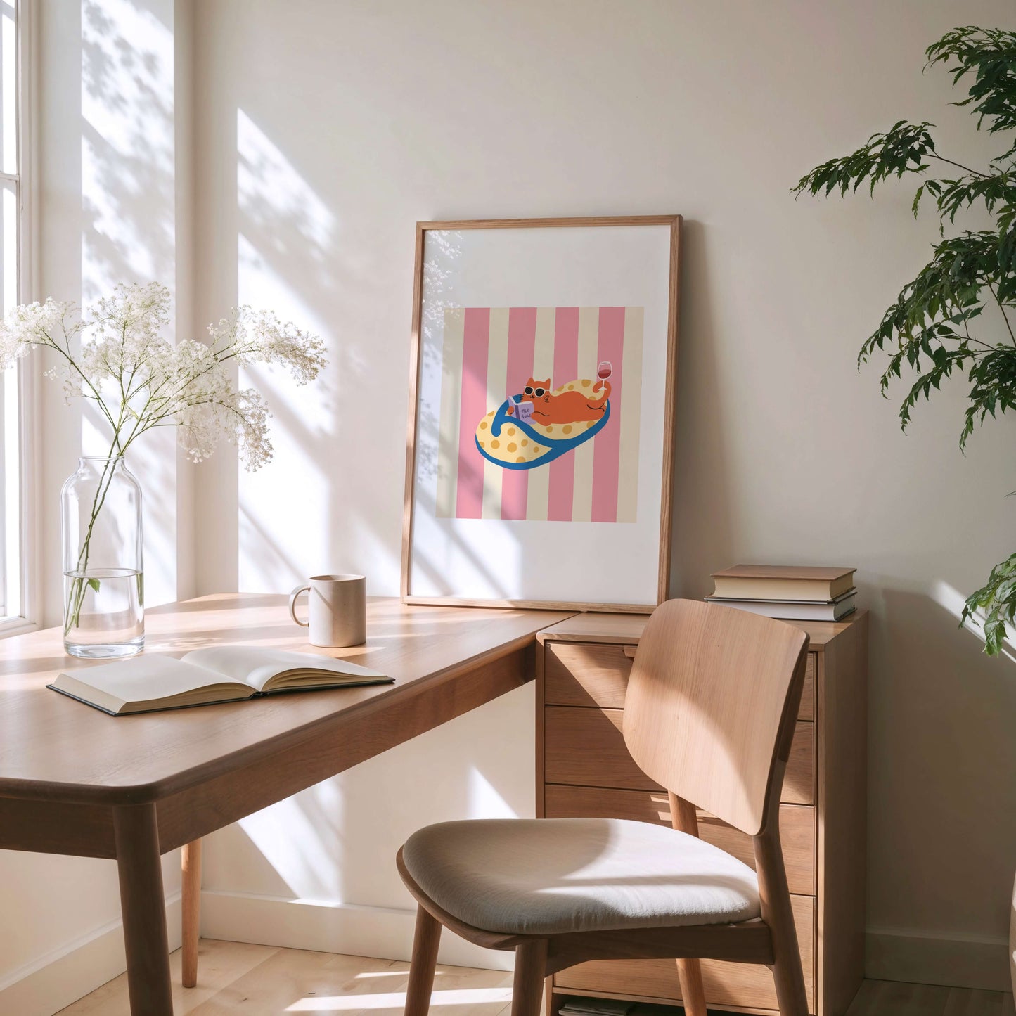 "Me Time – Slipper Life Series" Matted Print with Island Vibes