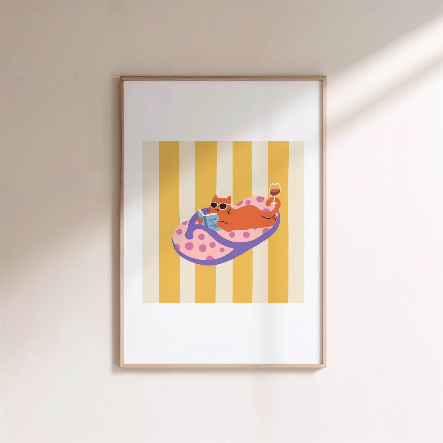 "Take It Easy – Slipper Life Series" Matted Print with Island Vibes