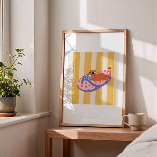 "Take It Easy – Slipper Life Series" Matted Print with Island Vibes