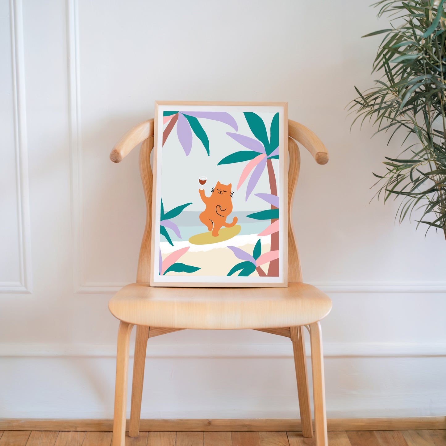 "Yoga Cat" Matted Print