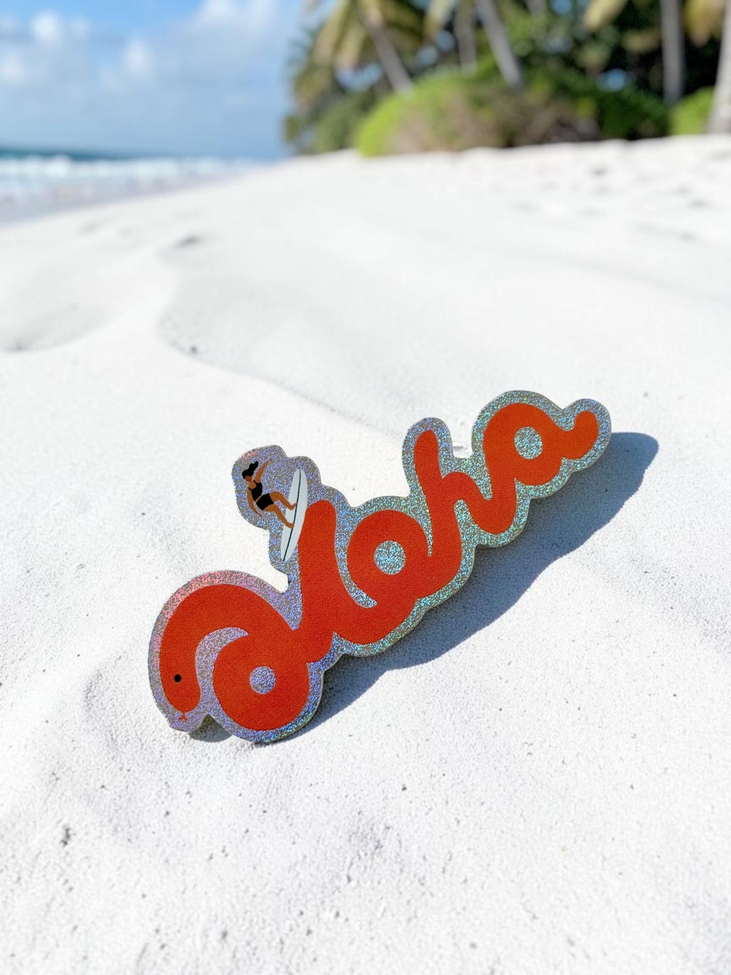 Aloha Red Glitter Sticker – Hawaii Beach Sticker