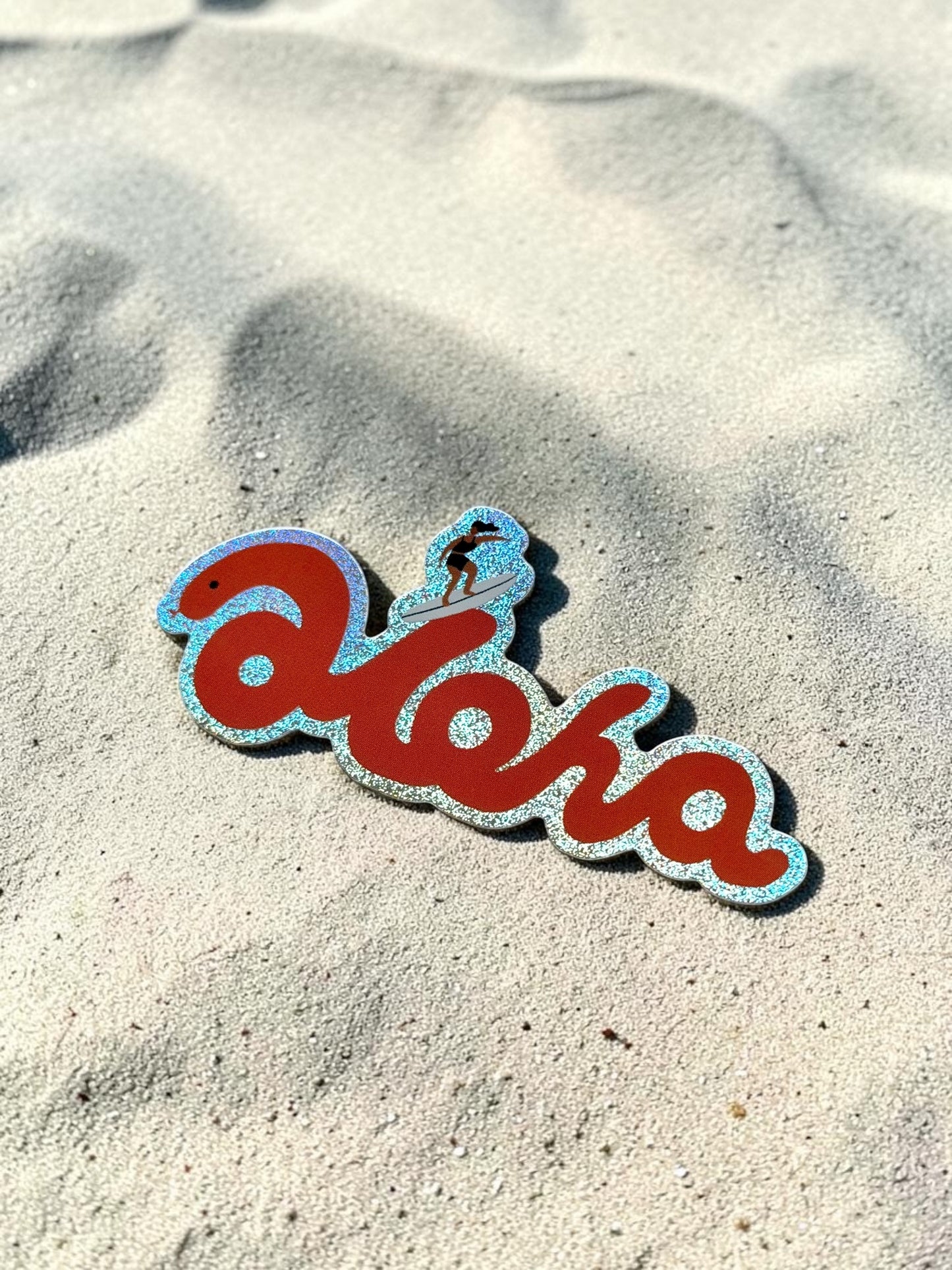 Aloha Red Glitter Sticker – Hawaii Beach Sticker