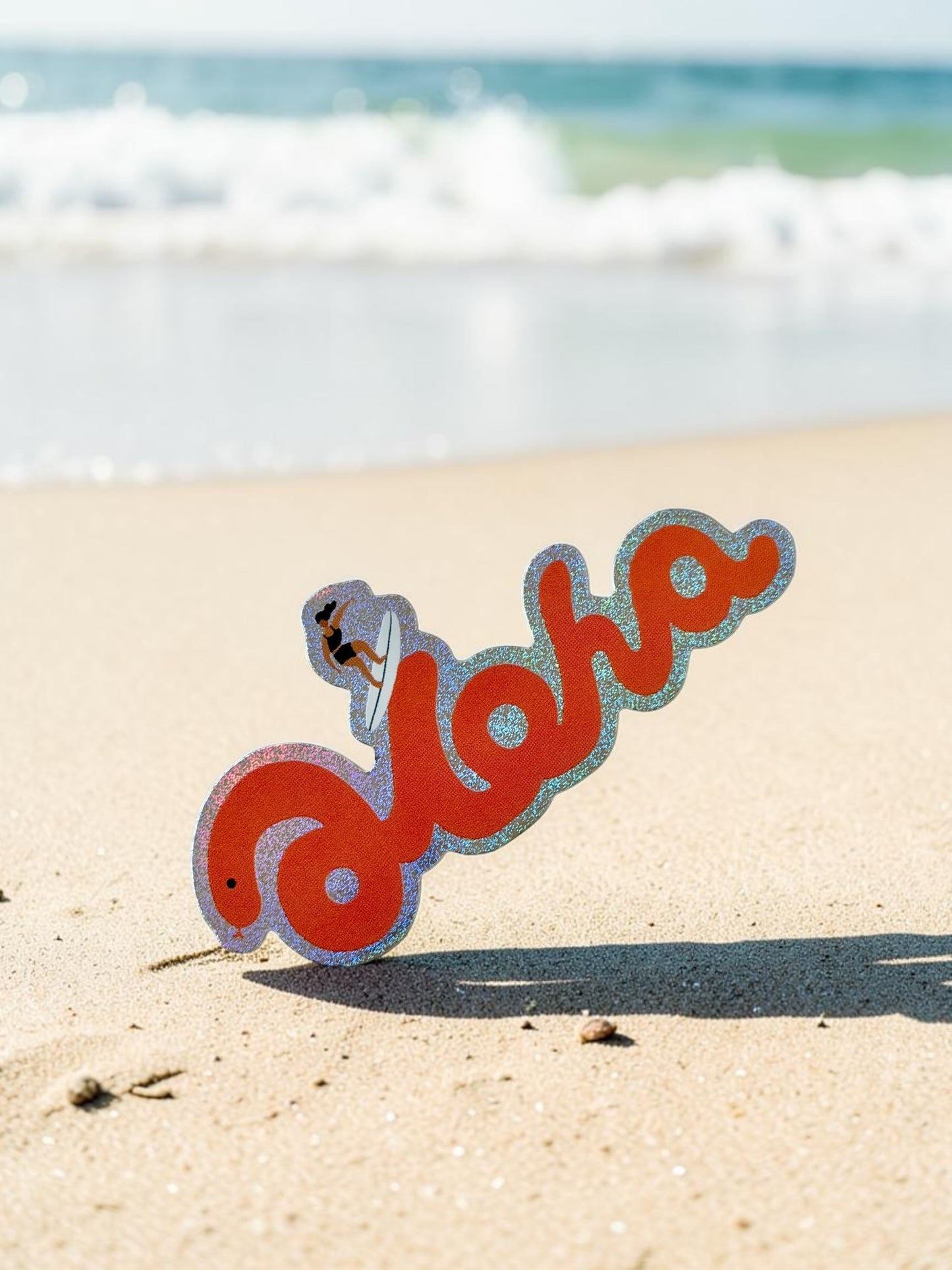 Aloha Red Glitter Sticker – Hawaii Beach Sticker