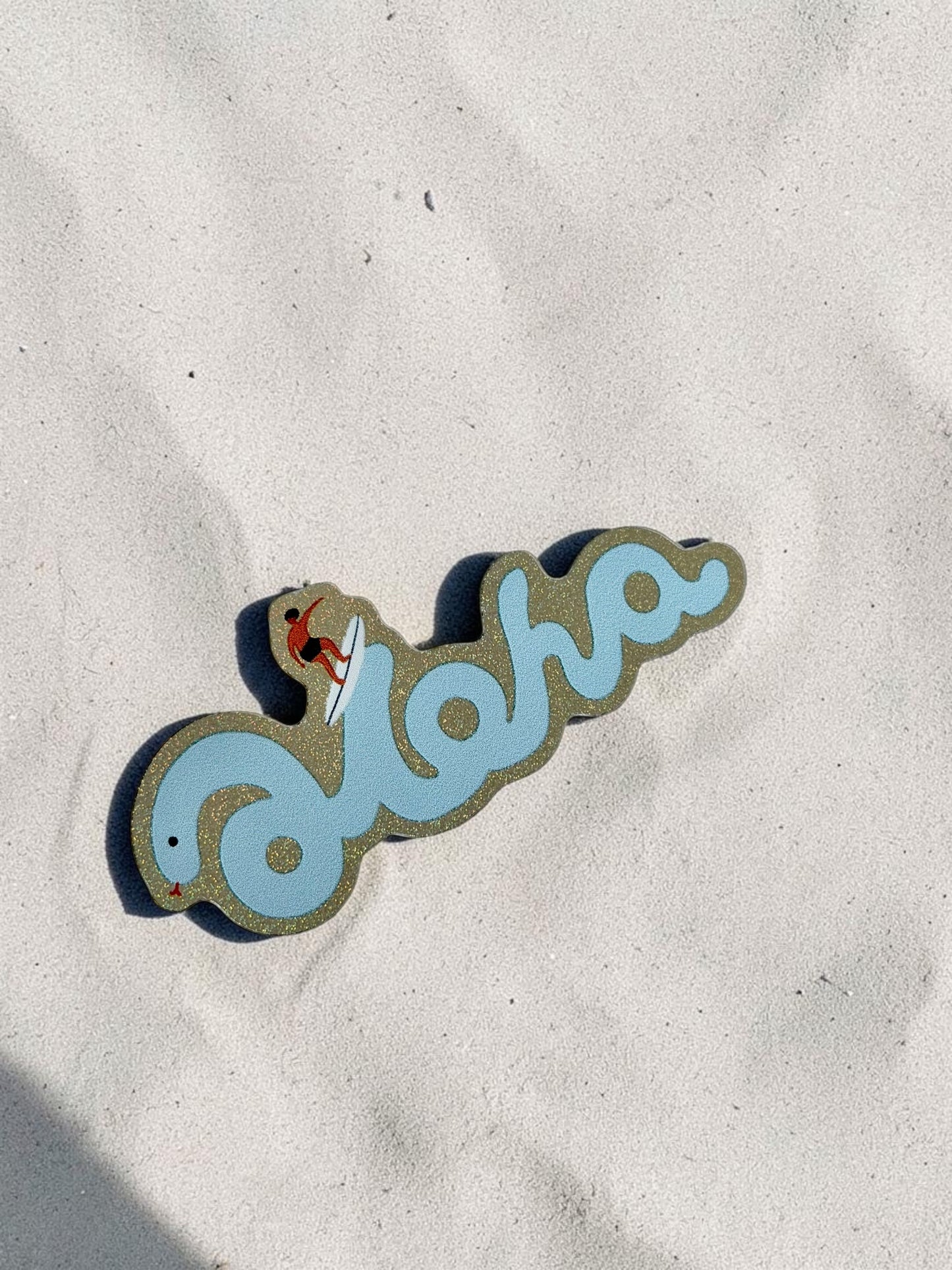 Aloha Blue Glitter Sticker – Hawaii Beach Sticker