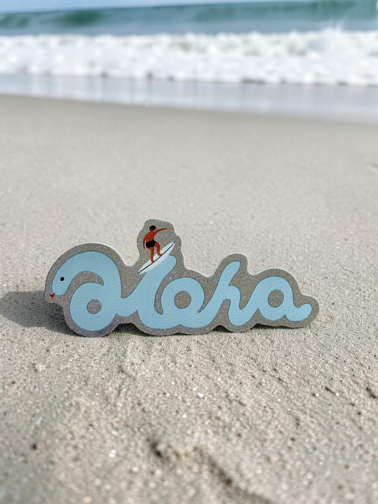 Aloha Blue Glitter Sticker – Hawaii Beach Sticker