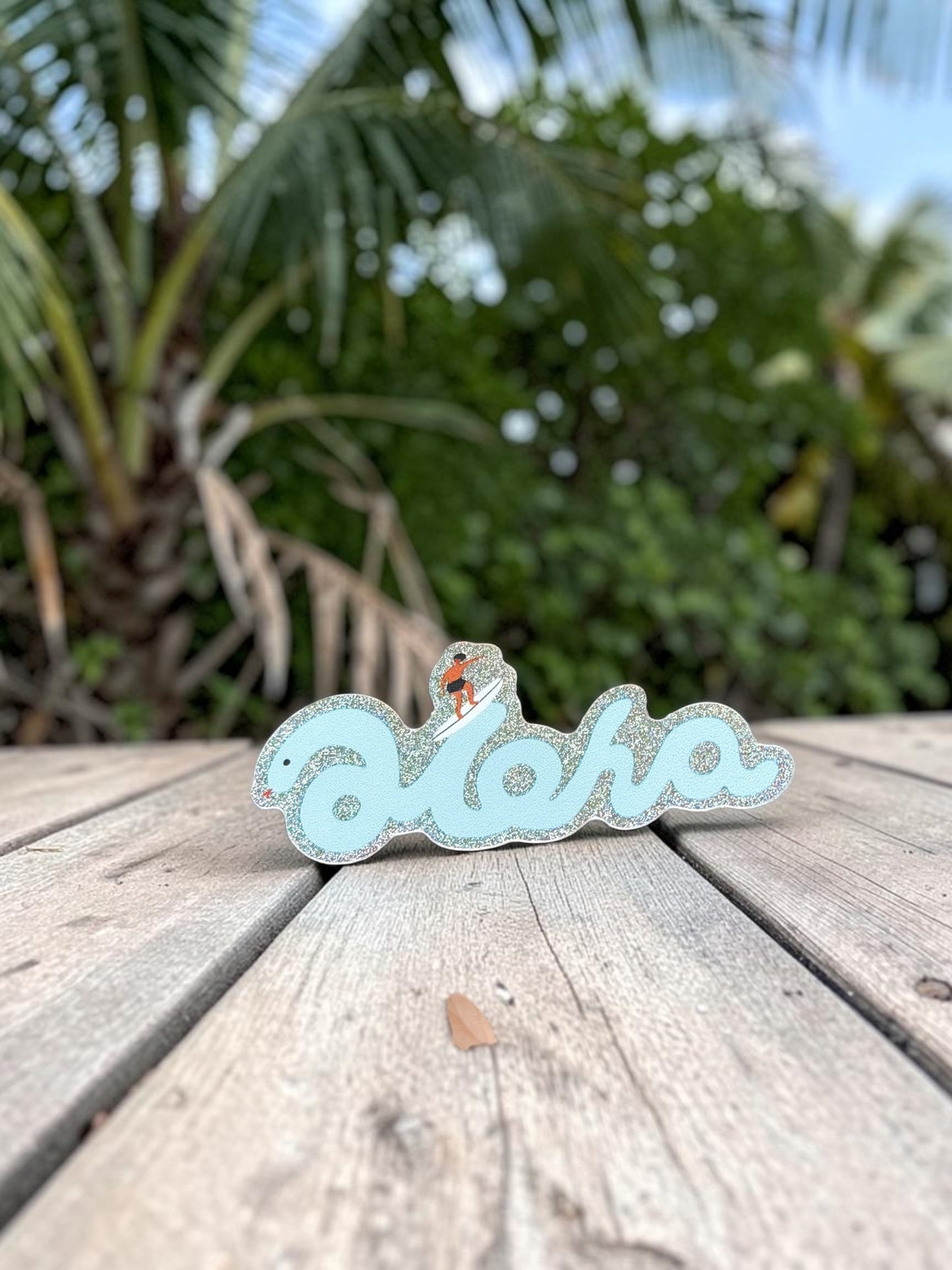 Aloha Blue Glitter Sticker – Hawaii Beach Sticker