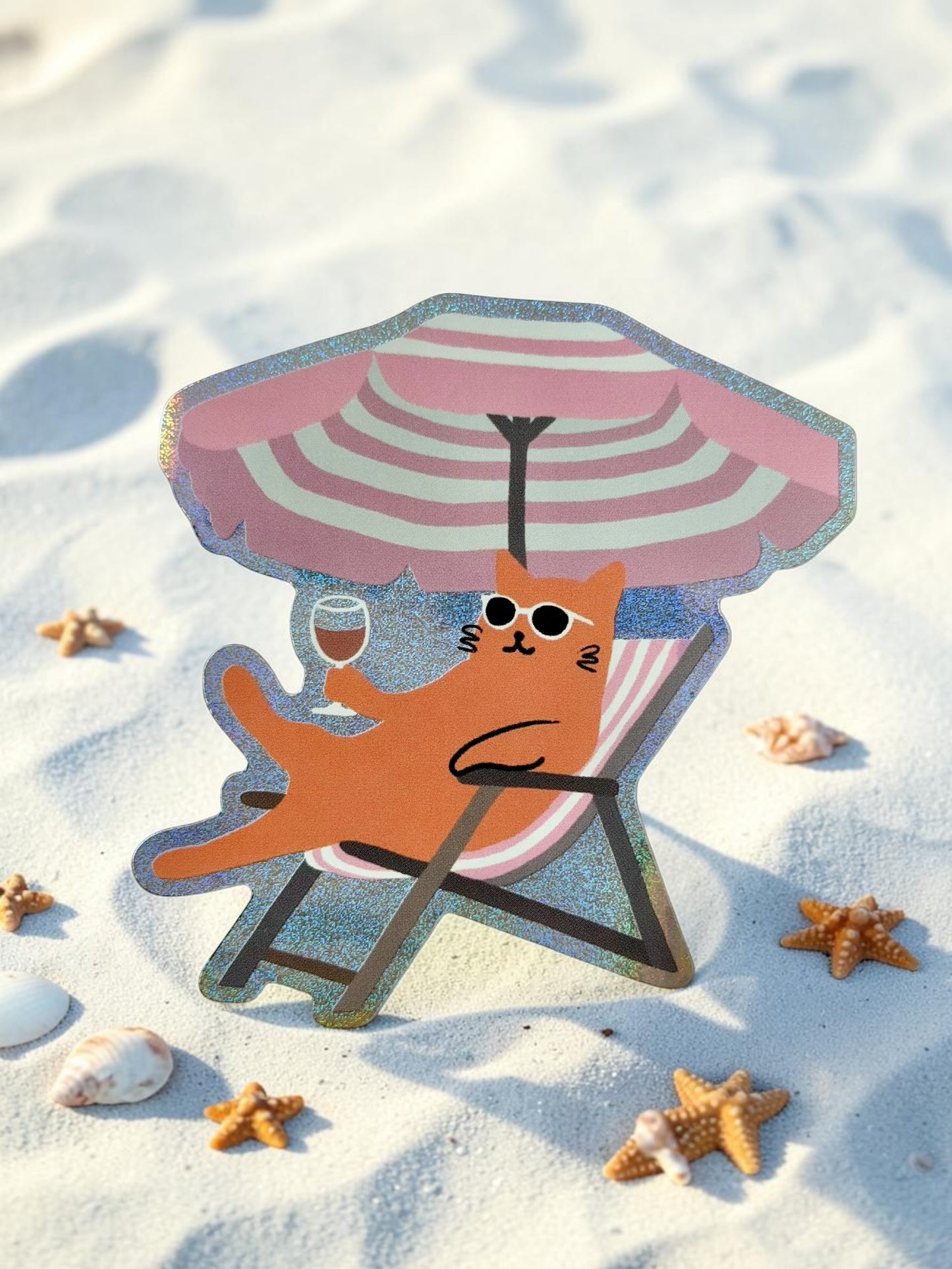 Beach Cat Glitter Sticker – Aloha Hawaii Sticker