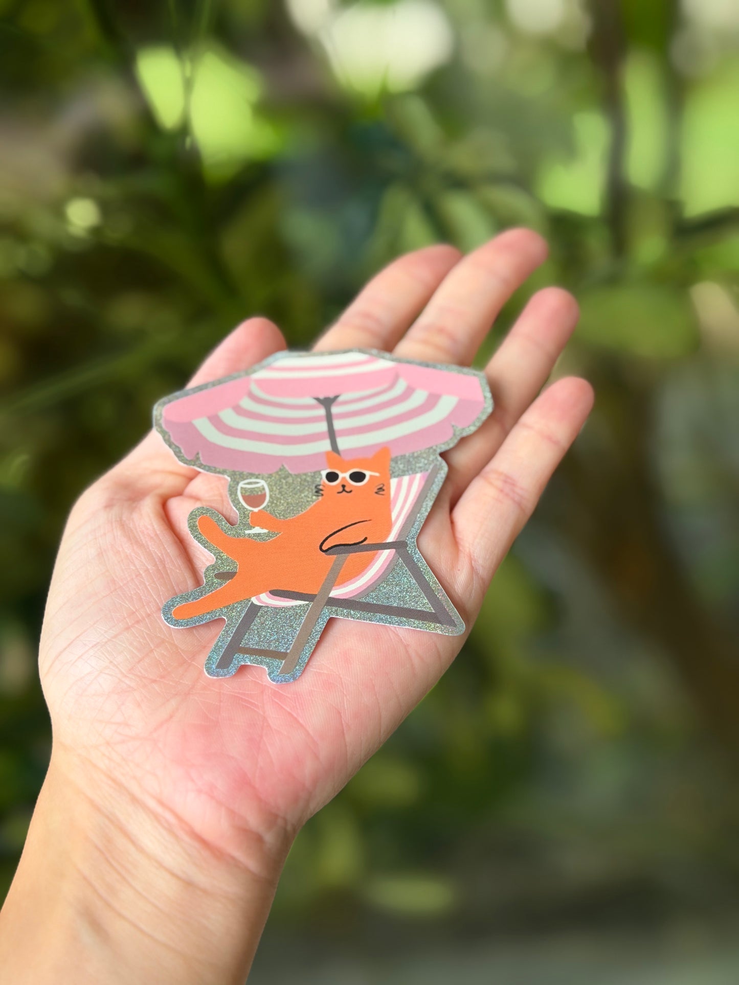Beach Cat Glitter Sticker – Aloha Hawaii Sticker