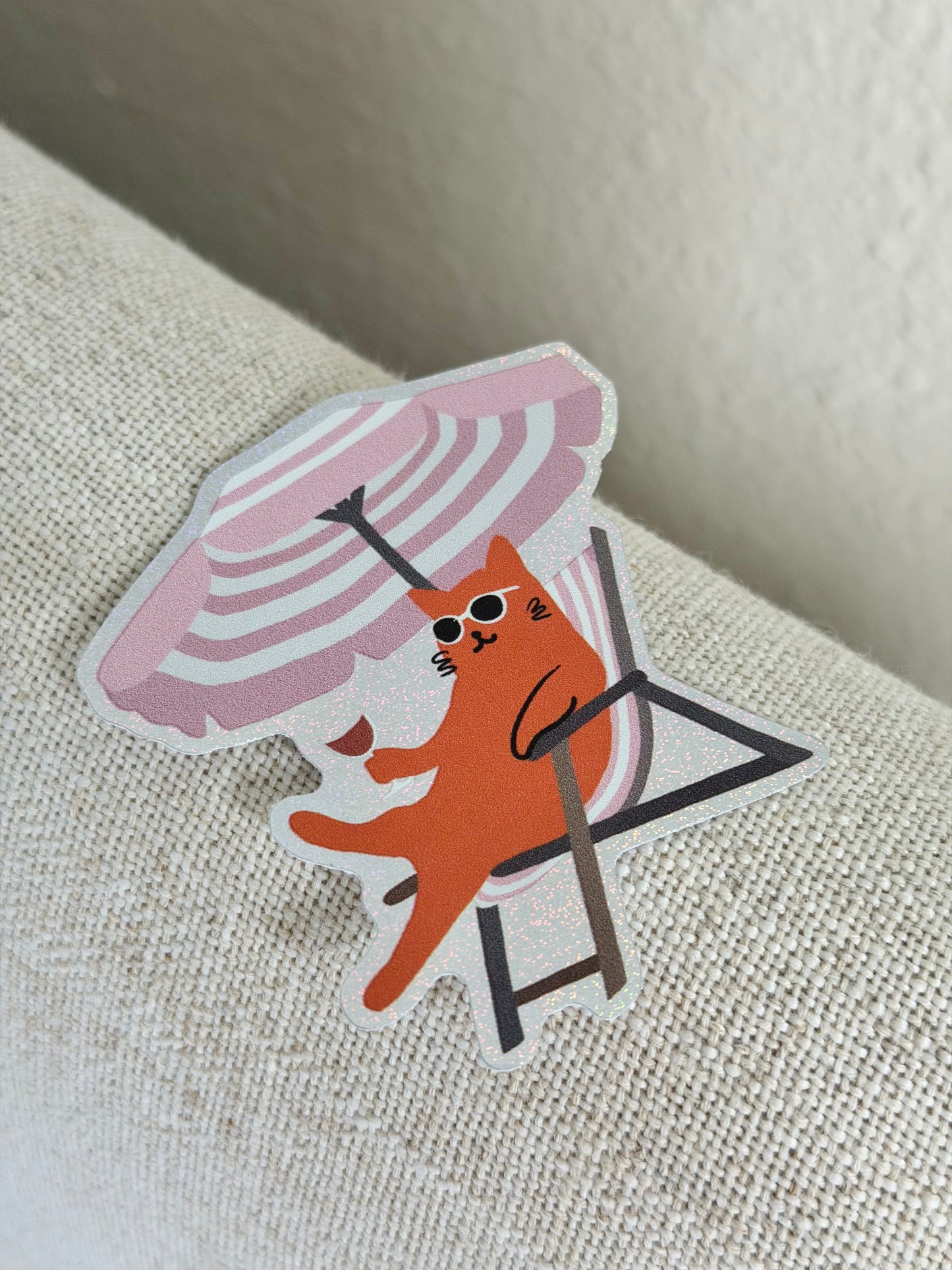 Beach Cat Glitter Sticker – Aloha Hawaii Sticker