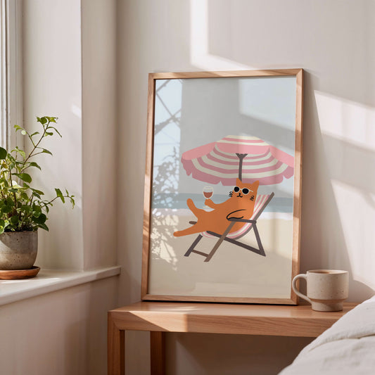 "Laying on the Beach" Matted Print