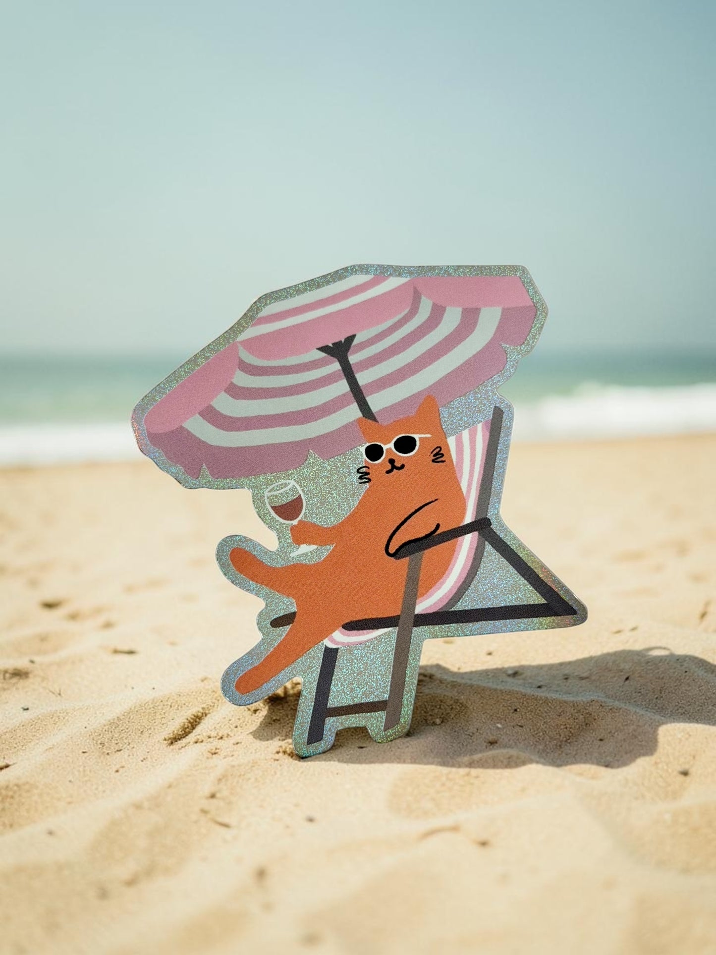 Beach Cat Glitter Sticker – Aloha Hawaii Sticker