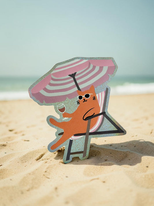 Beach Cat Glitter Sticker – Aloha Hawaii Sticker