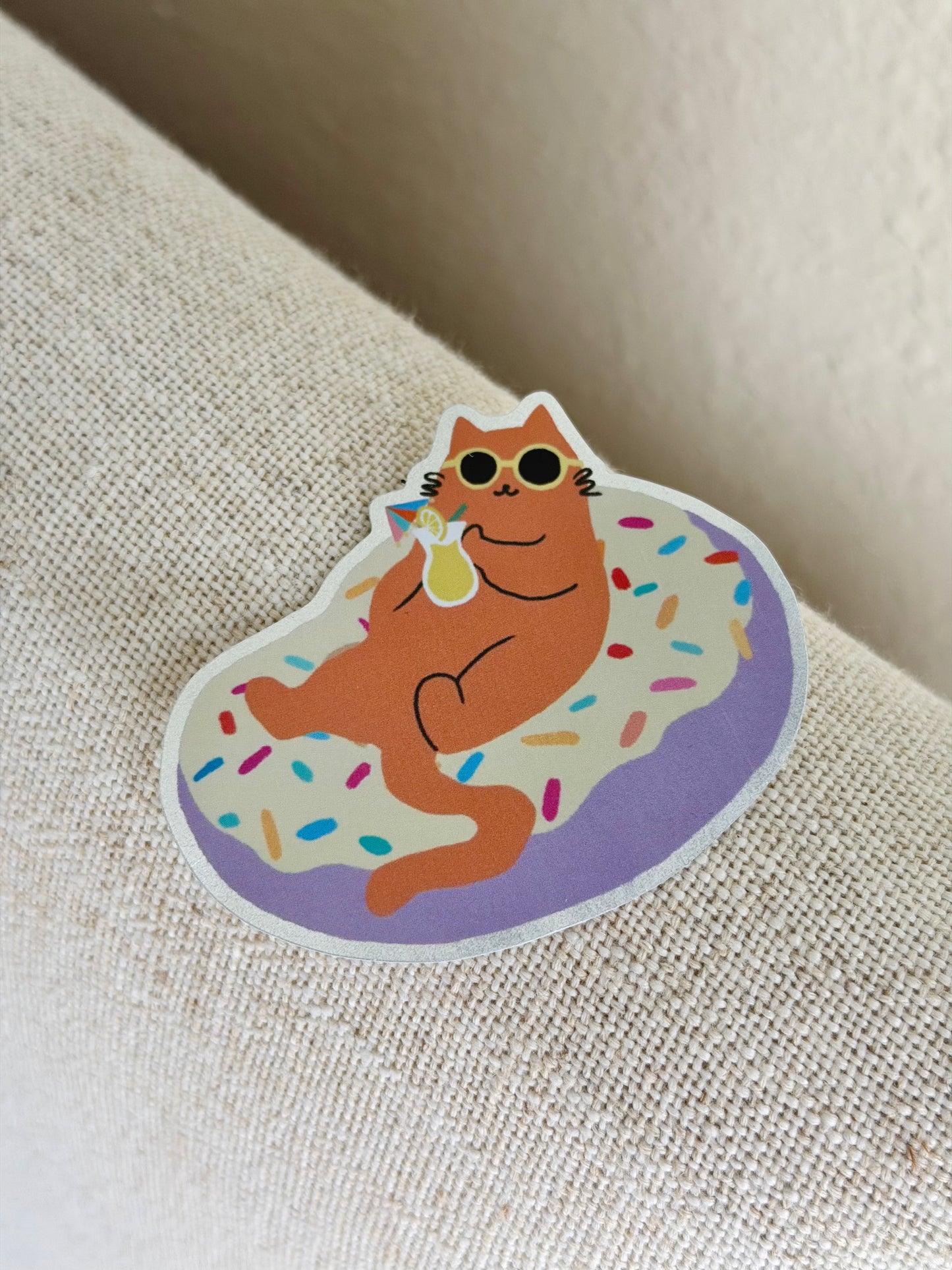 Donut Cat Glitter Sticker – Hawaii Beach Cat Sticker