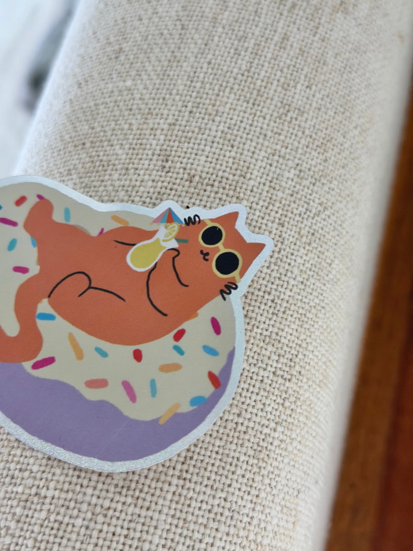 Donut Cat Glitter Sticker – Hawaii Beach Cat Sticker