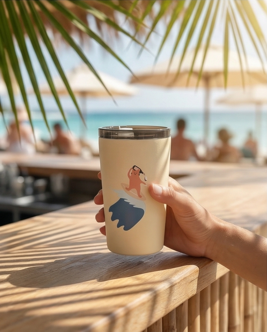 Surfing Cat Insulated Tumbler – Cute Cat Coffee & Tea Cup