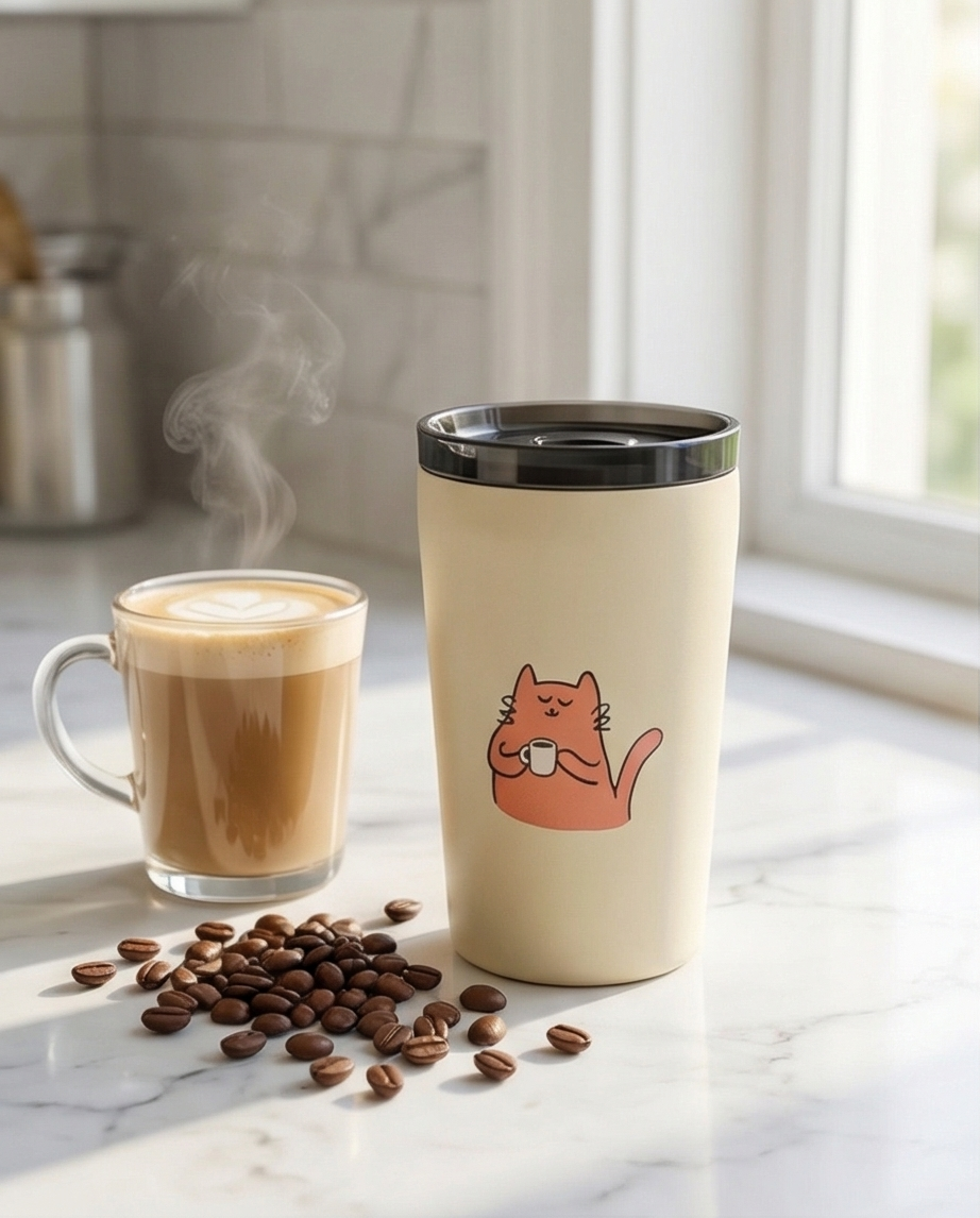 Coffee Cat Insulated Tumbler – Cute Cat Coffee & Tea Cup