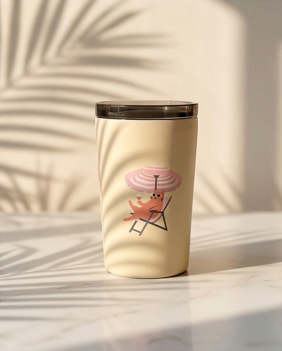 Beach Cat Insulated Tumbler – Cute Cat Coffee & Tea Cup