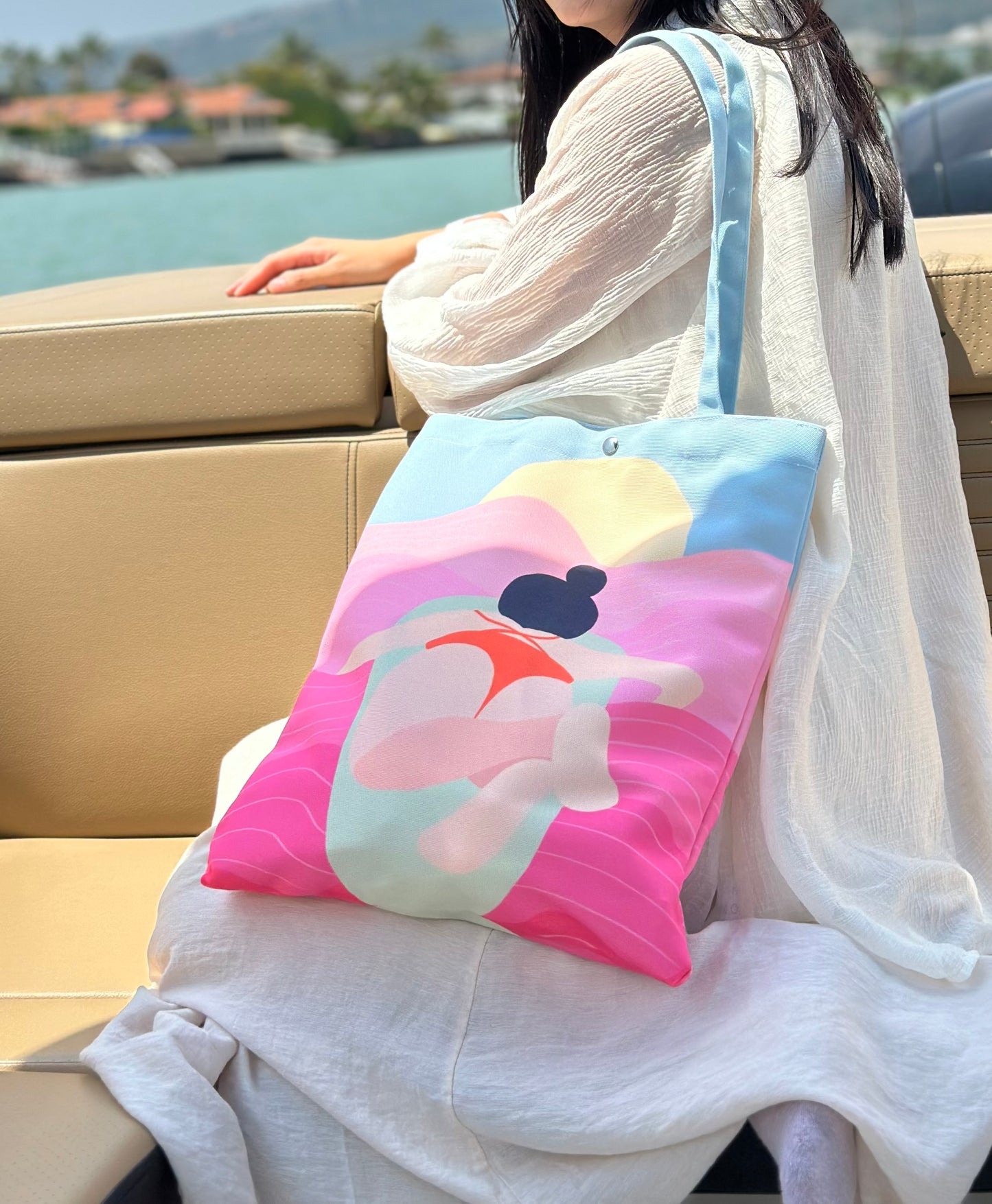 50 Shades of Pink Tote Bag | Hawaii Art Tote with Zip Closure