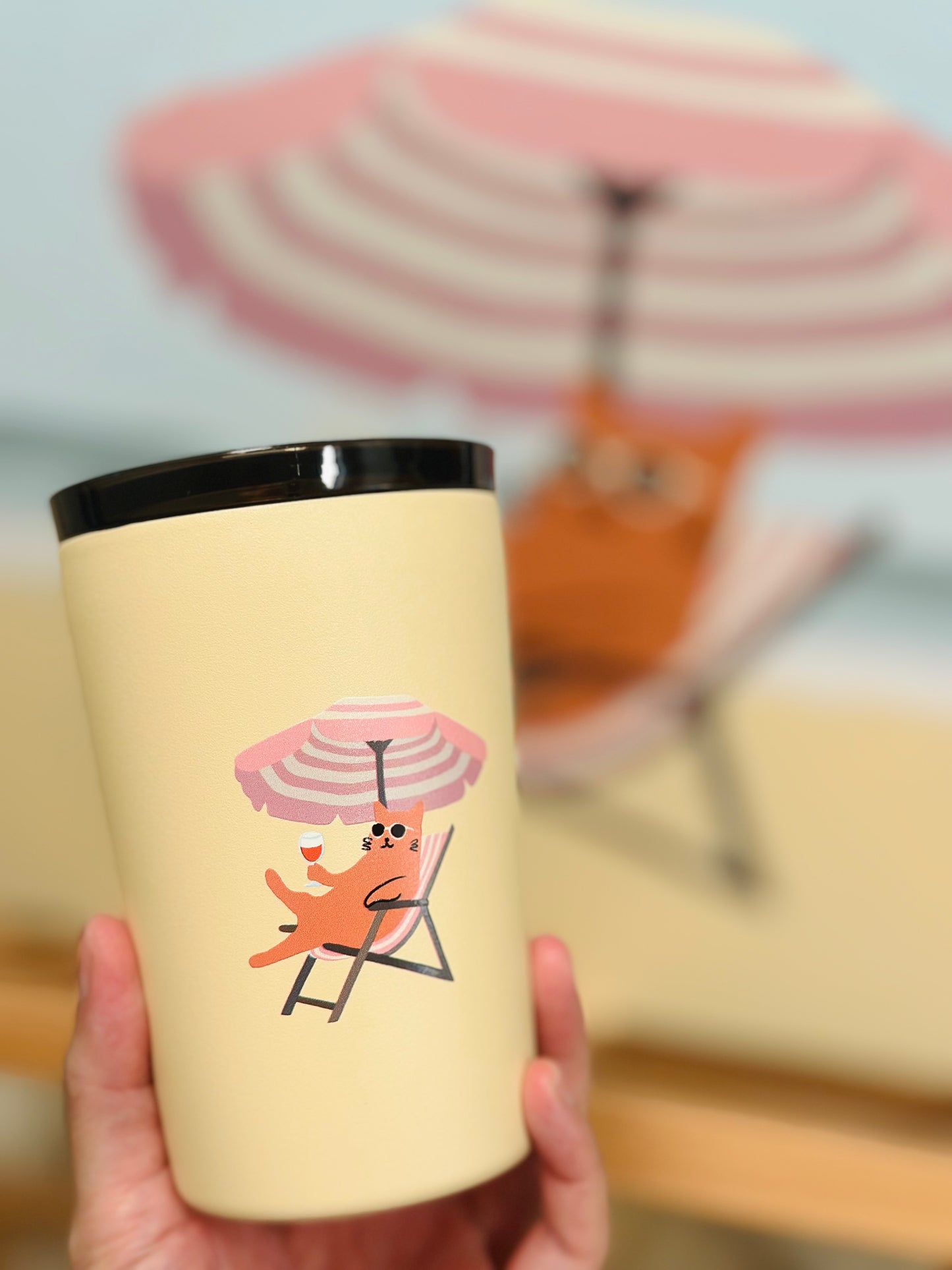 Beach Cat Insulated Tumbler – Cute Cat Coffee & Tea Cup