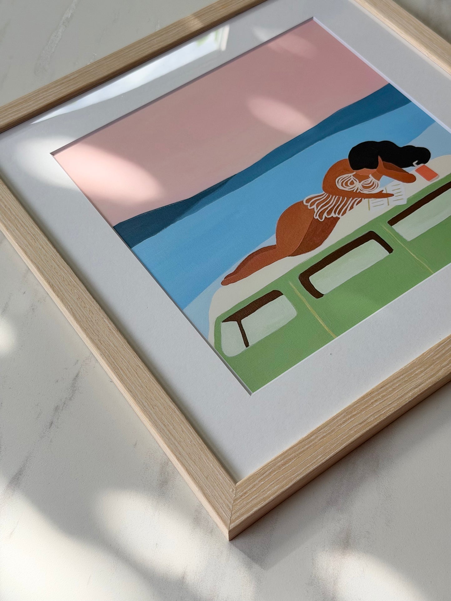 Gallery Framed Art Print — “Pages & Waves” (12×12)