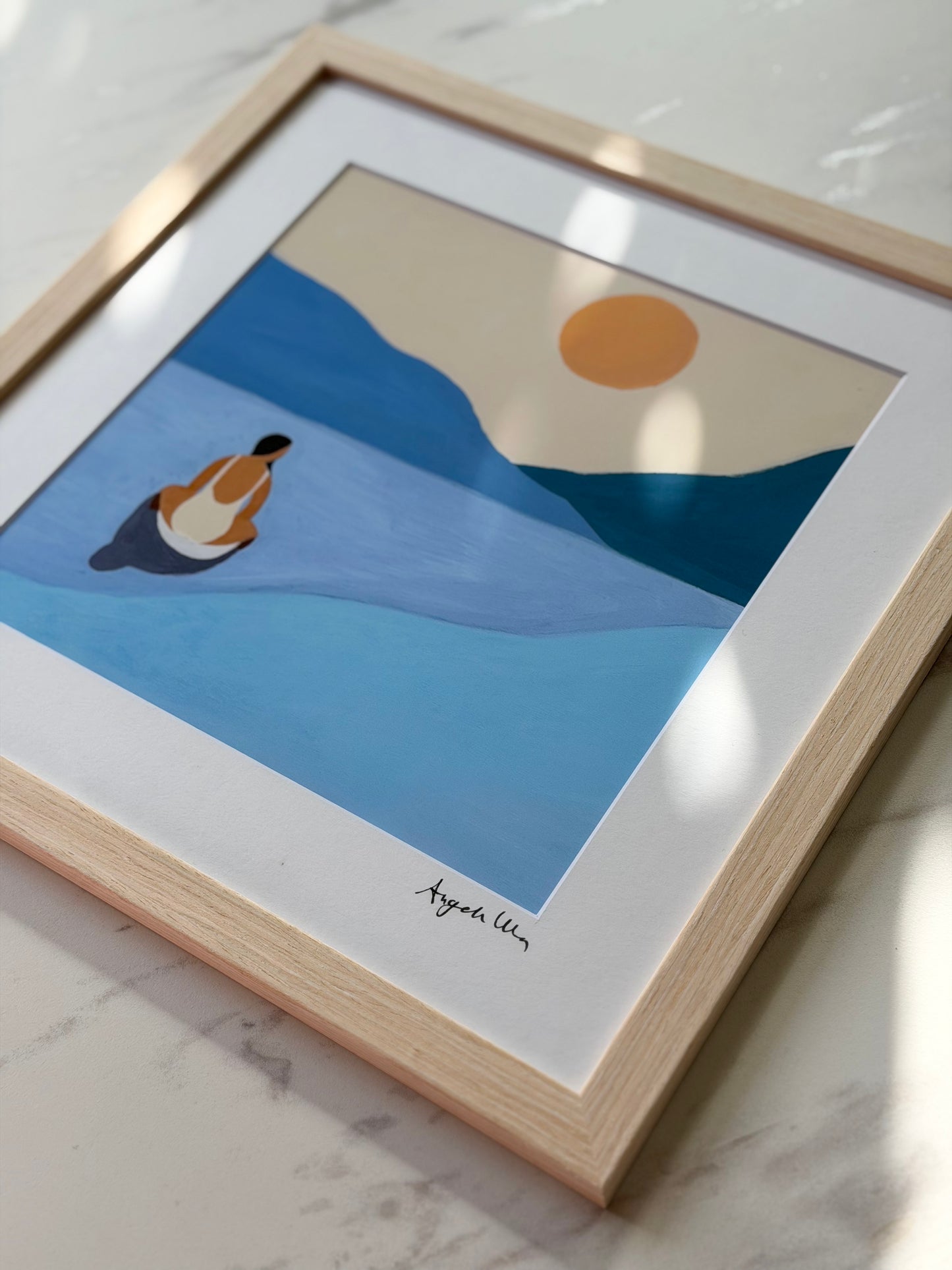 Gallery Framed Art Print — “Serene Blue” (12×12)