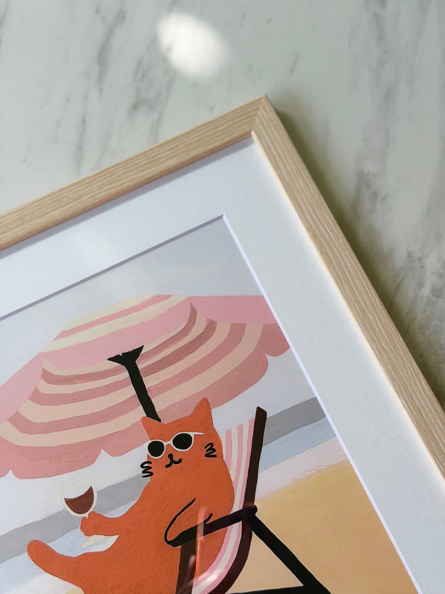 Gallery Framed Art Print — “Laying on the Beach” (12×12)