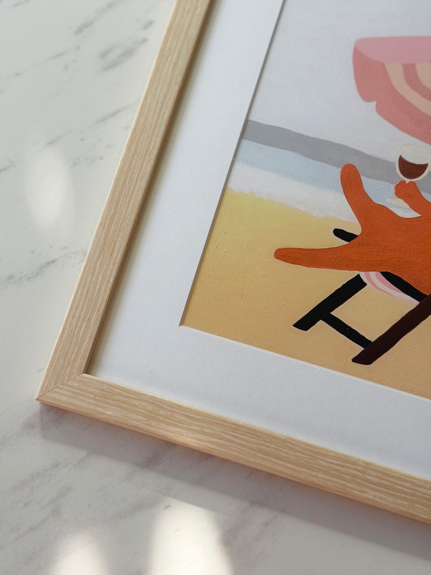 Gallery Framed Art Print — “Laying on the Beach” (12×12)