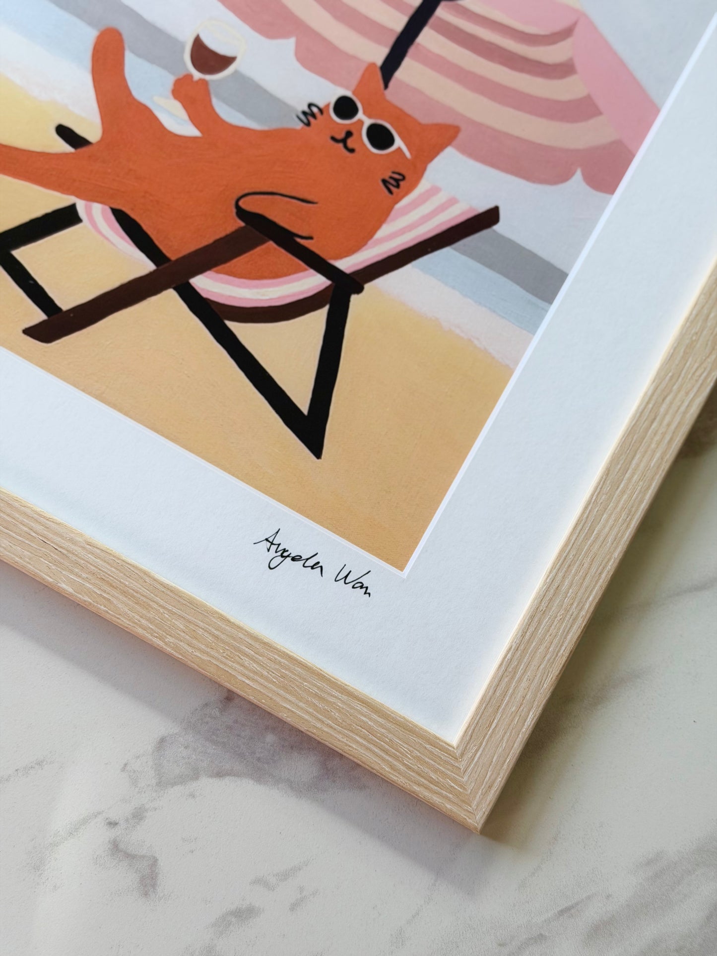 Gallery Framed Art Print — “Laying on the Beach” (12×12)