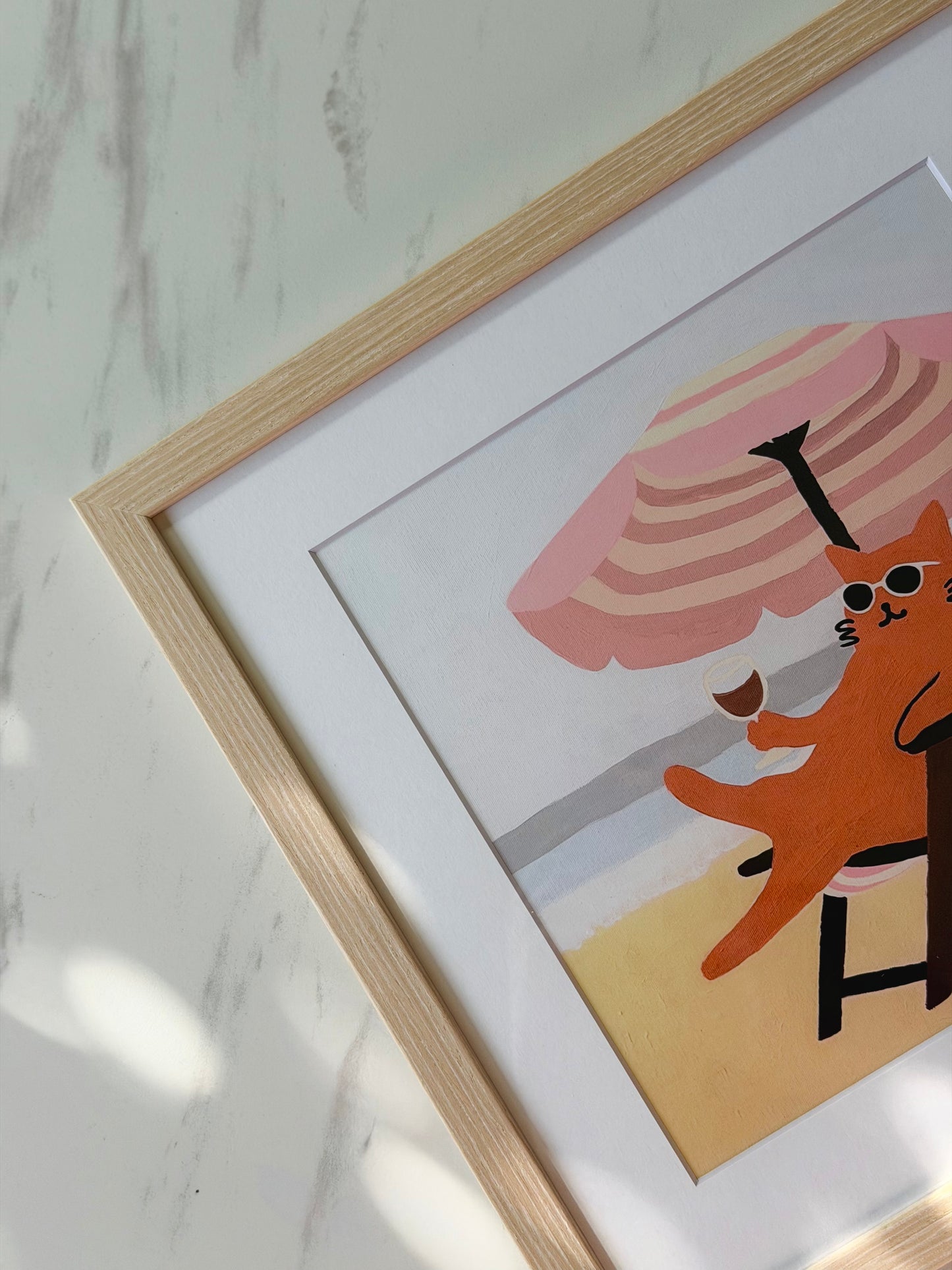 Gallery Framed Art Print — “Laying on the Beach” (12×12)