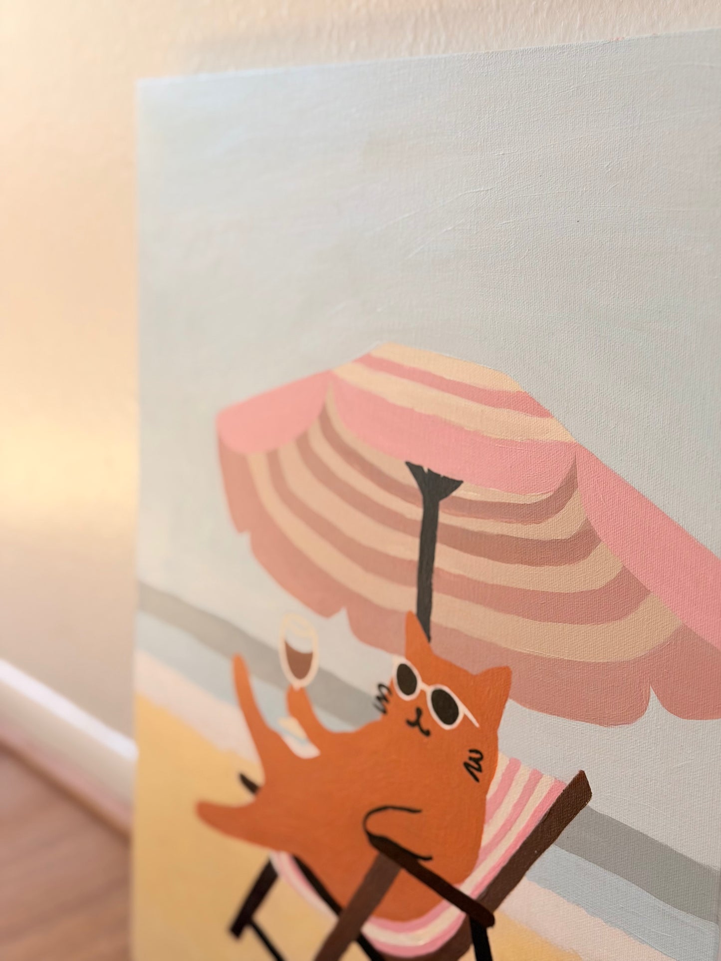 Beach Cat — Original Acrylic Painting (16”x20”)