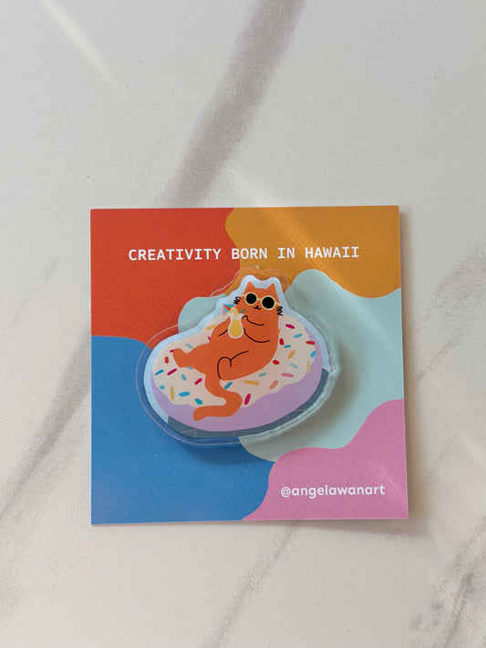 “Just Donut Care” Fridge Magnet – Milo the Beach Cat Collection