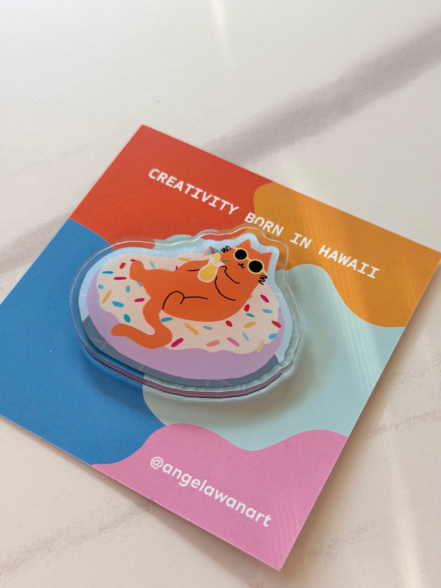 “Just Donut Care” Fridge Magnet – Milo the Beach Cat Collection