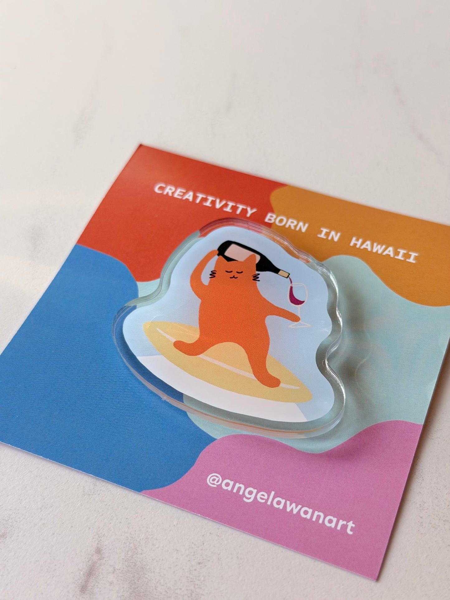 “Surfing Cat” Fridge Magnet – Milo the Beach Cat Collection