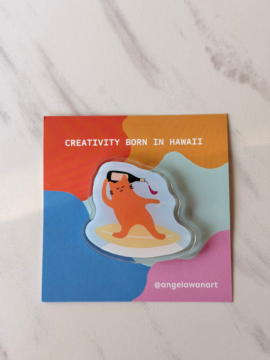 “Surfing Cat” Fridge Magnet – Milo the Beach Cat Collection