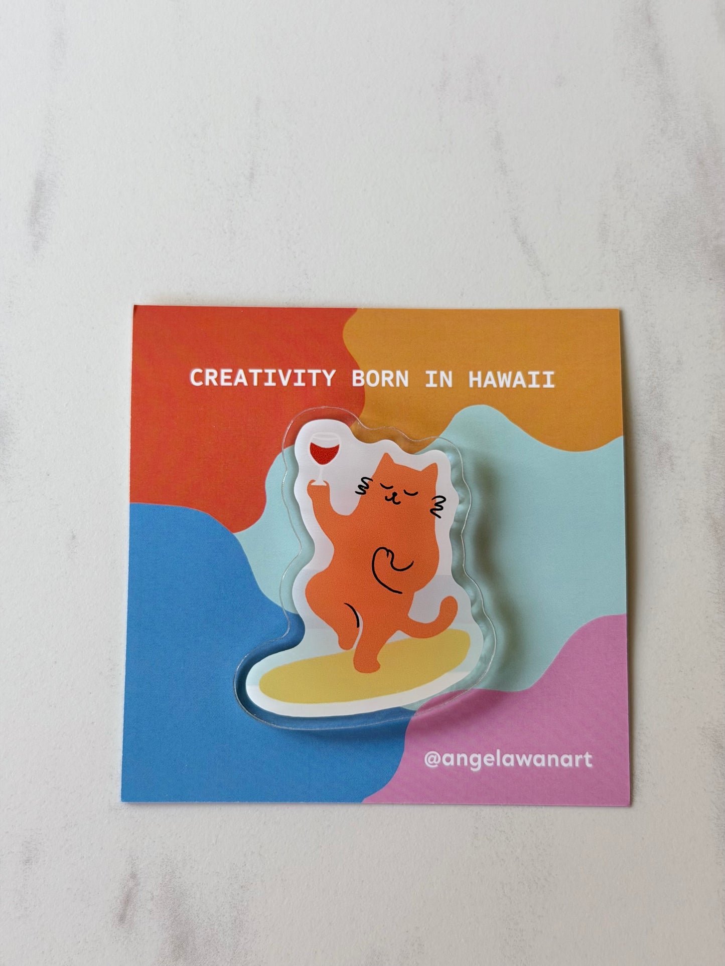 “Yoga Cat” Fridge Magnet – Milo the Beach Cat Collection