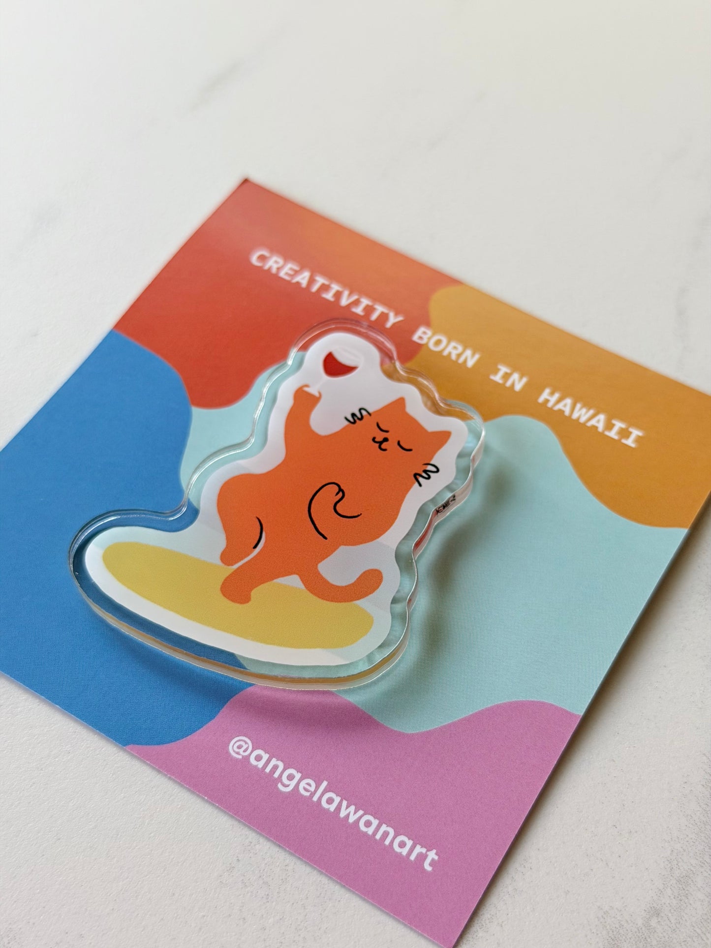 “Yoga Cat” Fridge Magnet – Milo the Beach Cat Collection