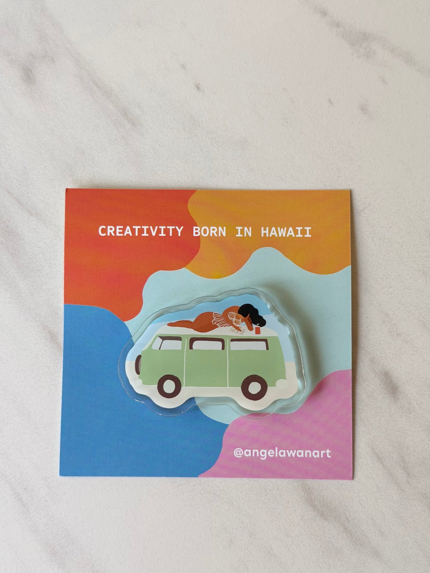 “Pages and Waves” Fridge Magnet – Hawaii-Inspired Art by Angela Wan