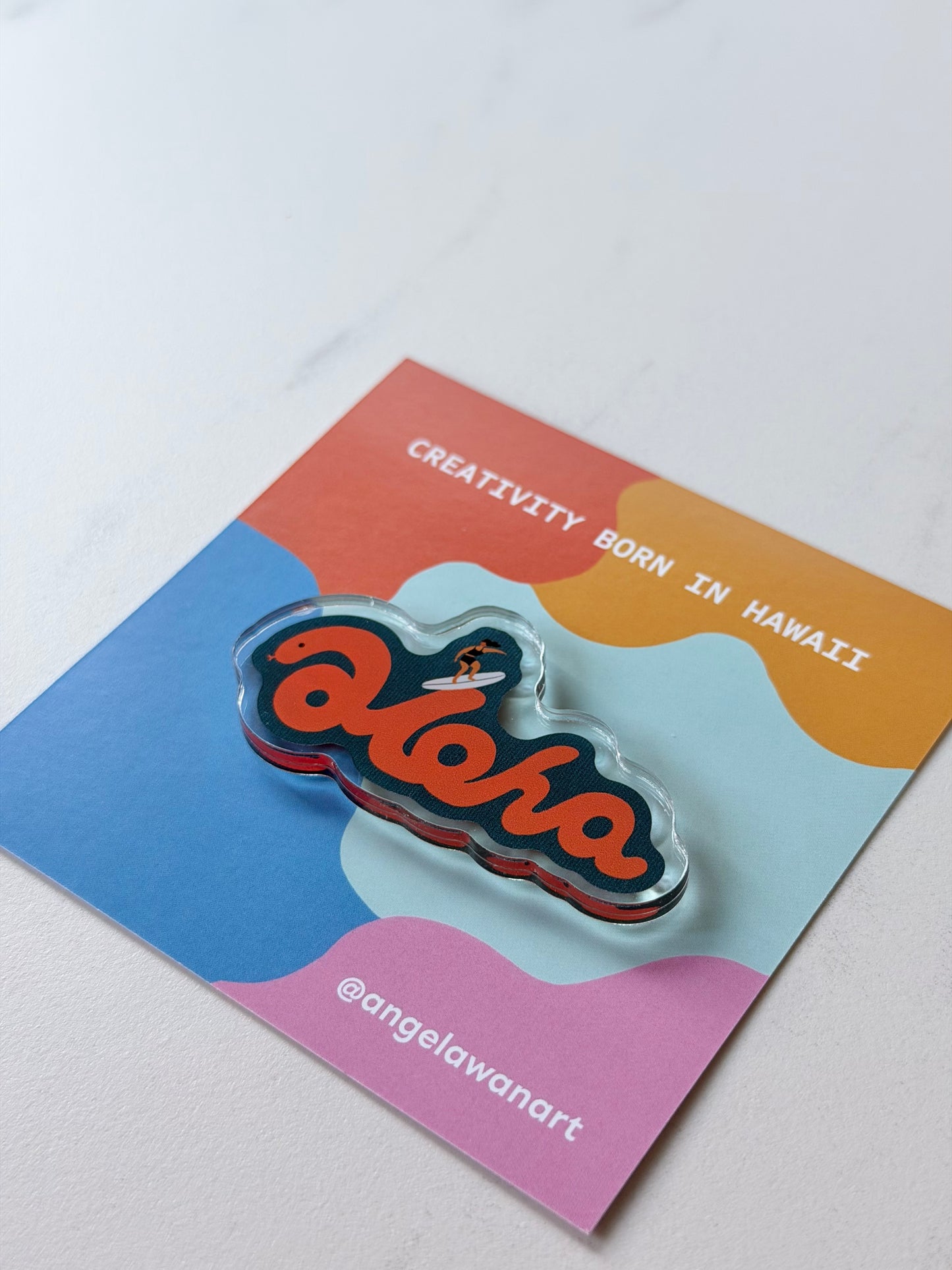 “Riding the Aloha: Her Flow” Fridge Magnet – Hawaii-Inspired Art by Angela Wan