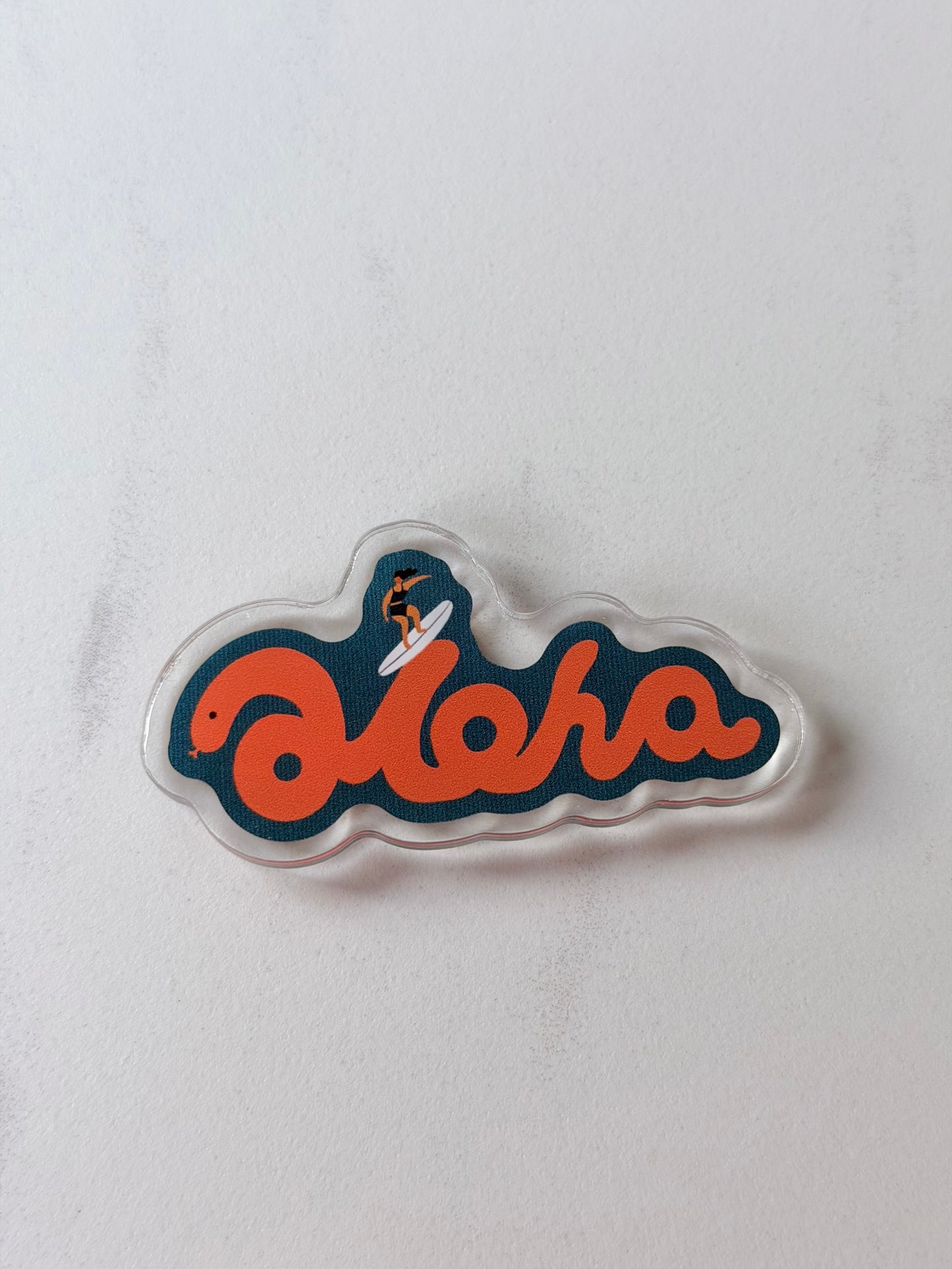 “Riding the Aloha: Her Flow” Fridge Magnet – Hawaii-Inspired Art by Angela Wan