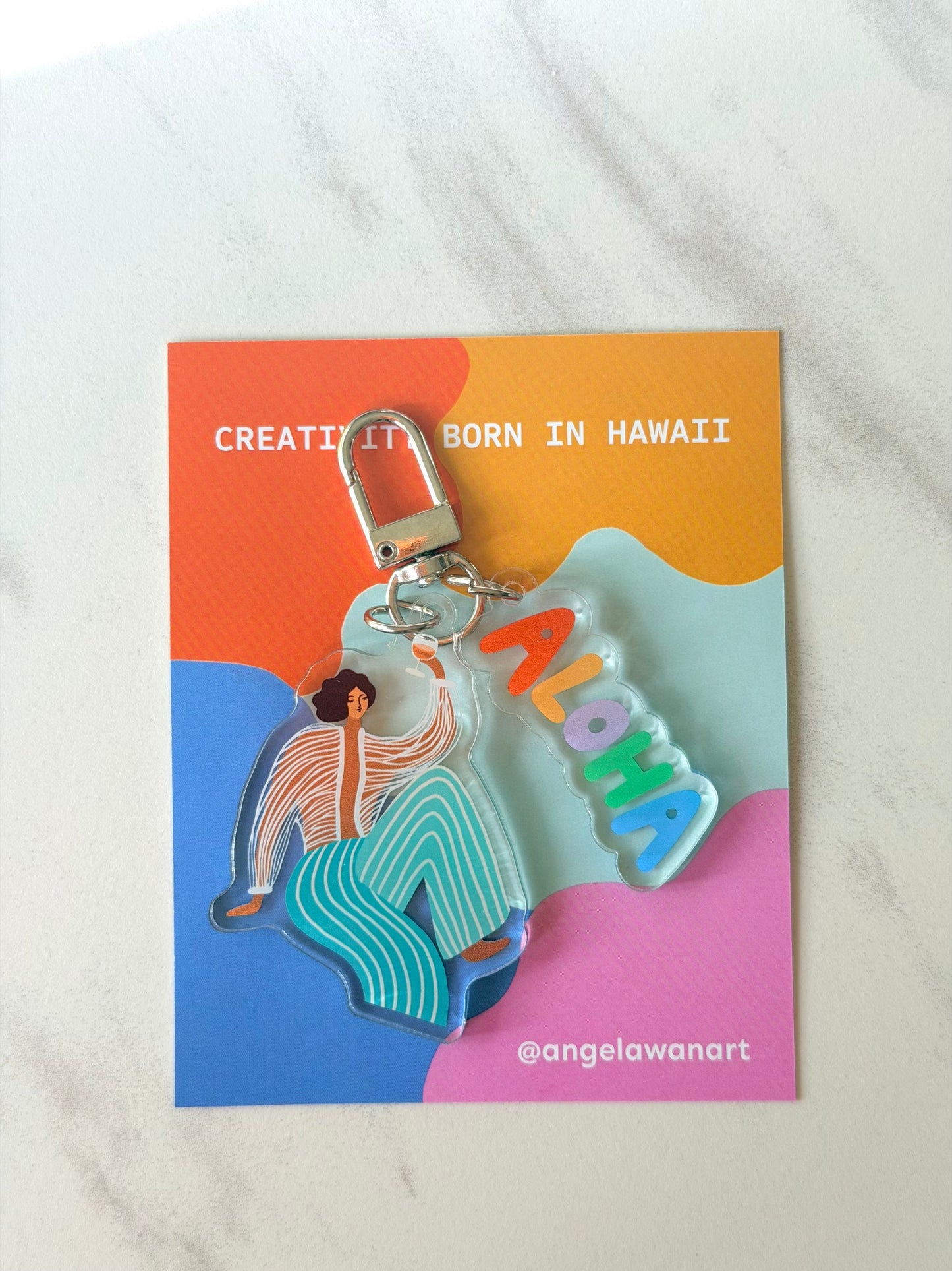 “Cheers to Chill” Keychain – Hawaii-Inspired Art by Angela Wan