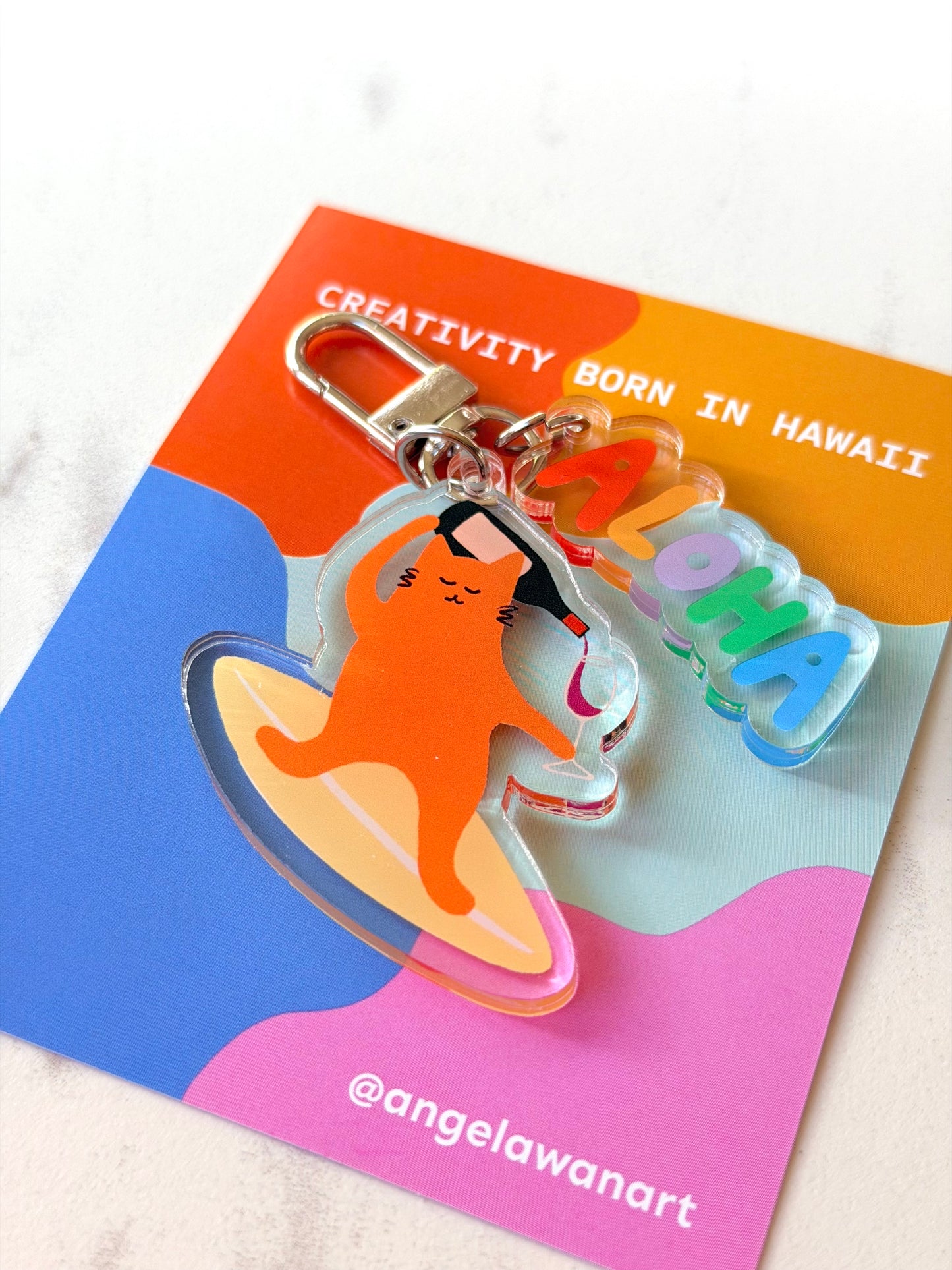 “Surfing Cat” Keychain – Milo the Beach Cat Collection