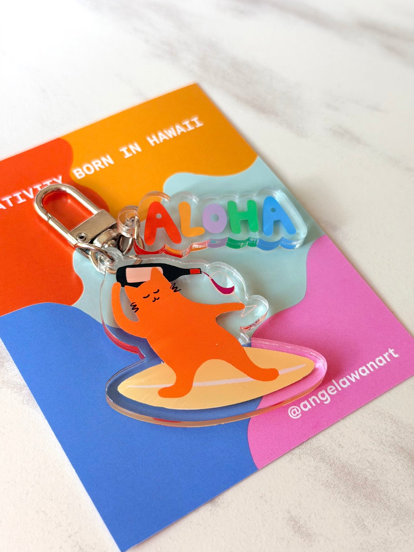 “Surfing Cat” Keychain – Milo the Beach Cat Collection