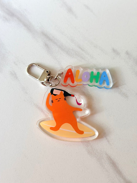“Surfing Cat” Keychain – Milo the Beach Cat Collection